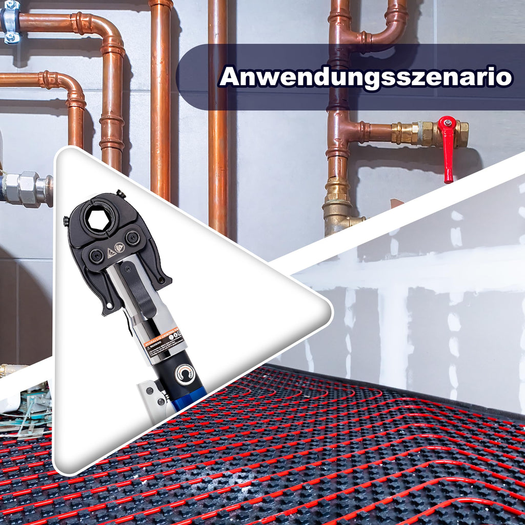 Hydraulische Presszange V- und TH-Kontur für Kupfer Edelstahl und Verbundrohr mit 9 Pressbacken V12-V28 TH16-TH32 80 kN