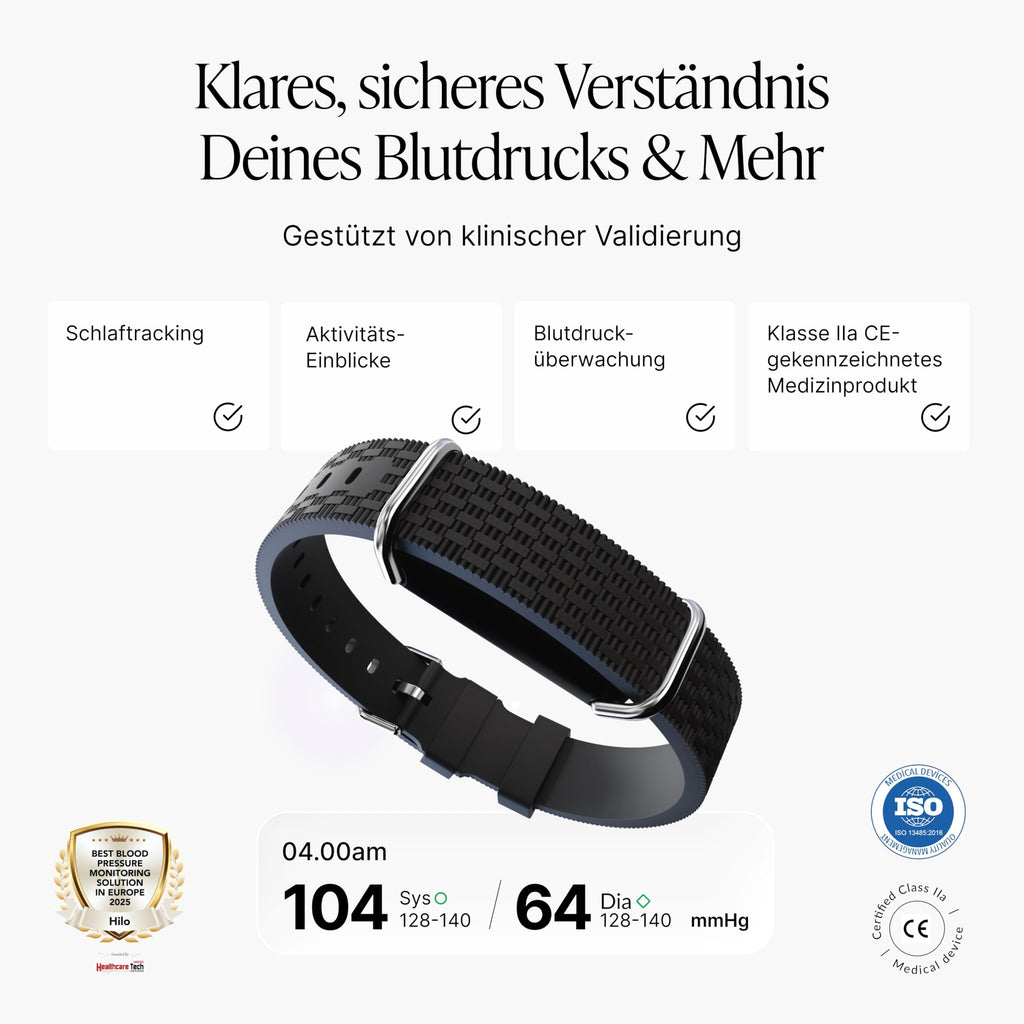 Blutdruckmessarmband G1 mit manschettenloser Überwachung App-Analyse Schlaf Puls und Schritt-Tracking IP68 15 Tage Akkulaufzeit