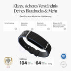 Blutdruckmessarmband G1 mit manschettenloser Überwachung App-Analyse Schlaf Puls und Schritt-Tracking IP68 15 Tage Akkulaufzeit