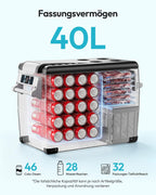 12V Kompressor Kühlbox 40L Kühlbox Auto Kompressor mit App Steuerung 12V/240V -20 bis 20 °C