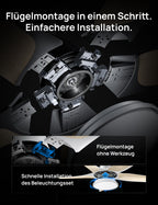 Deckenventilator mit LED Licht 132 cm dimmbar RGB Ambientlicht 54 W DC Motor App Alexa Steuerung