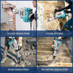 Abbruchhammer Z1G-DS-107HC 1700 W SDS-Hex 65 J mit 360° Drehgriff und Vibrationsdämpfung 2 Meißel Transportkoffer