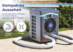 Pool Wärmepumpe Mini HPM20 Heizsystem für Aufstellpools bis 20 m³ 230V kompakte Poolheizung für Holz und Stahlrahmen Pools Grau