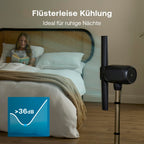 Flügelloser Standventilator FlexBlade 48 W mit 5 Stufen 36 dB 180° Luftauslässen 90° Oszillation 10-Stunden-Timer und Fernbedienung