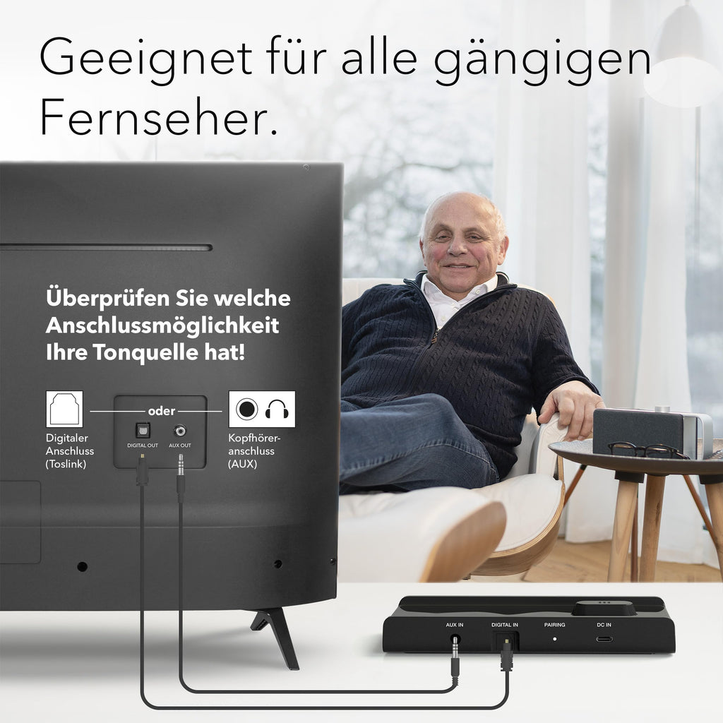 TV-Soundbar Oskar SV-100 GY mit Sprachverstärkung 16 Stunden Akkulaufzeit und optischem Anschluss