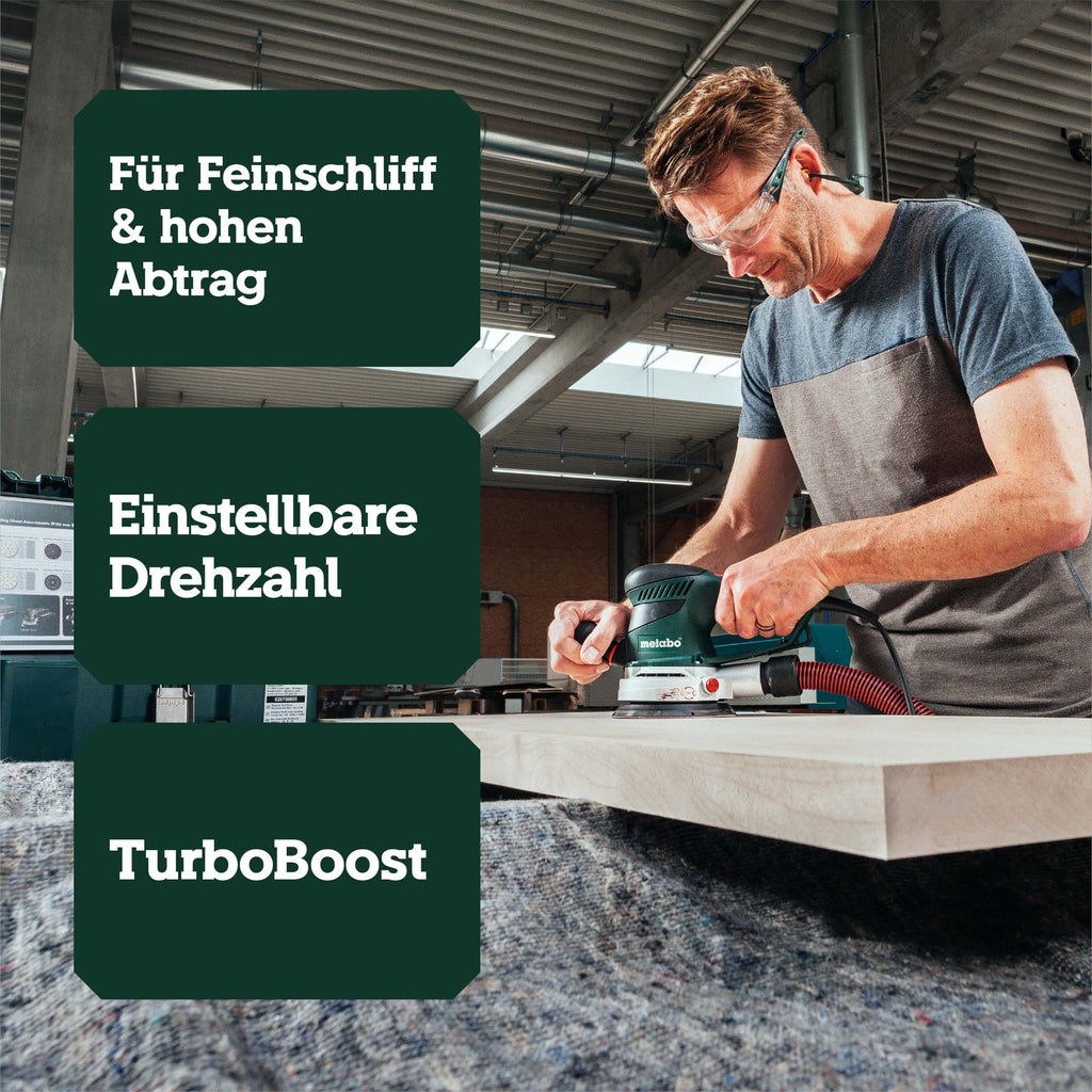 Exzenterschleifer SXE 450 TurboTec 350 W 14000 U/min 150 mm Duo-Schwingkreisverstellung Vario-Elektronik TurboBoost mit Staubbeutel