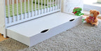 Baby Gitterbett mit Schublade 3-fach höhenverstellbar 6 cm Aloe Vera Matratze Zahnschienen umbaubar zum Juniorbett 120 x 60 cm Weiß
