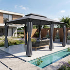 Pavillon 3 x 4 m mit Seitenteilen UV 50+ wasserabweisendes Dach Stahlgestell Dachhaube
