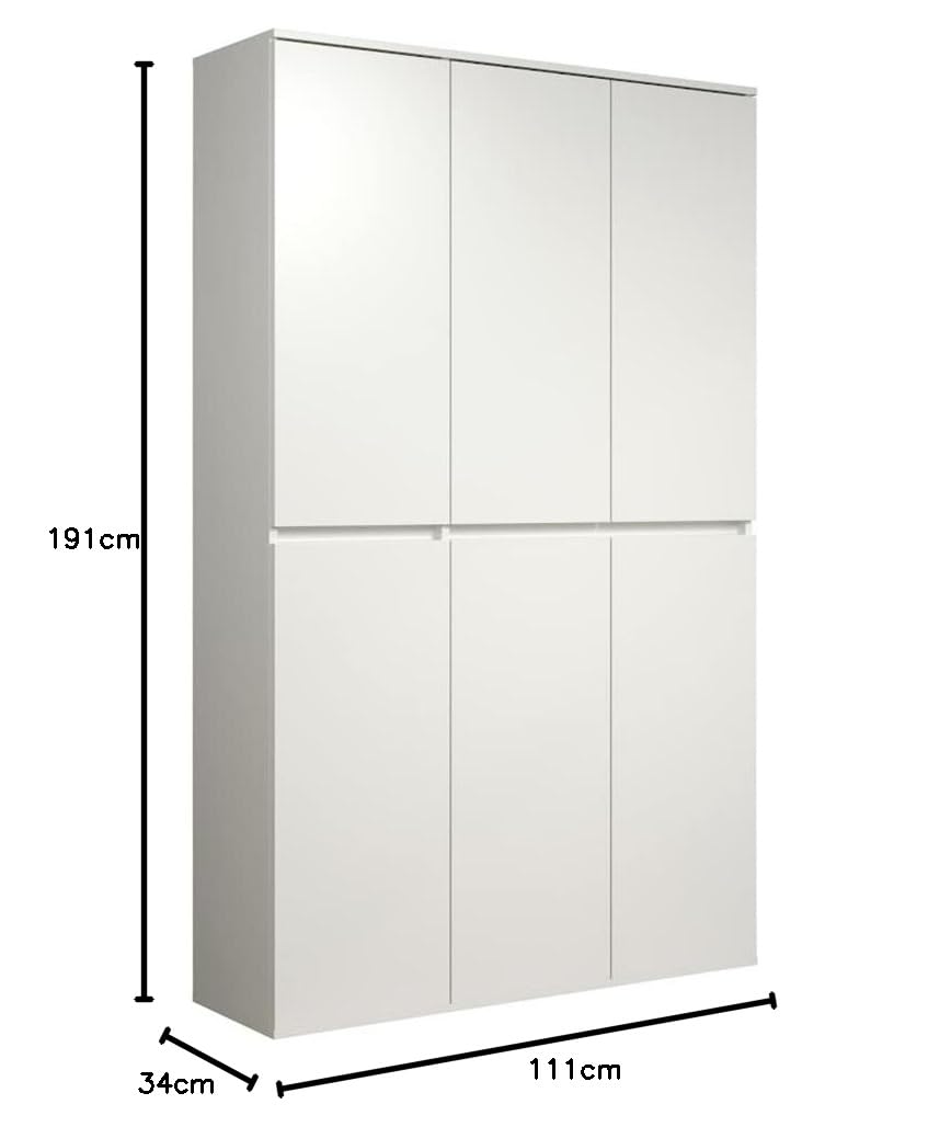 Mehrzweckschrank Nevada 213215701 111 x 191 x 34 cm 6 Türen 12 Einlegeböden mit Kleiderstange