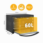 Minibackofen FA-5047 60 l 2000 W bis 230 °C 6 Heizmodi 60-Minuten-Timer Backblech Grillrost Drehspieß