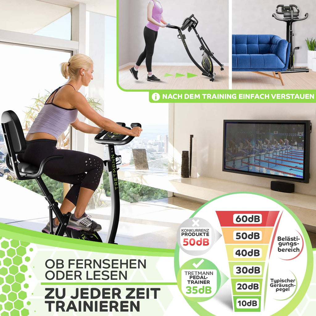 3in1 Heimtrainer Fahrrad klappbar mit Magnetwiderstand 10 Stufen tiefem Einstieg SoftFoam Sitz und 140 kg Belastbarkeit