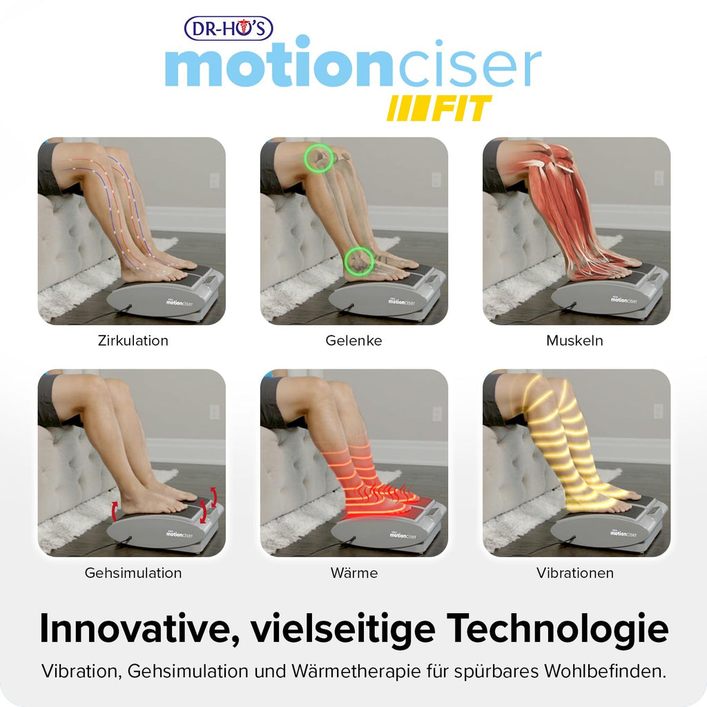 Elektrisches Fußmassagegerät MotionCiser mit Gehsimulation 10 Vibrationsstufen Infrarot-Wärme und Trainingsbändern