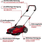 Akku-Kehrmaschine TE-SW 18/610 Li-Solo 18 V mit 61 cm Kehrbreite 20 l Schmutzbehälter verstellbarem Lenker und abnehmbarer Lippe