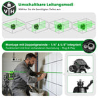 Kreuzlinienlaser 360° mit motorisierter Basis Fernbedienung automatischer Ausrichtung ±2 mm Präzision Pulsmodus 5200 mAh Akku