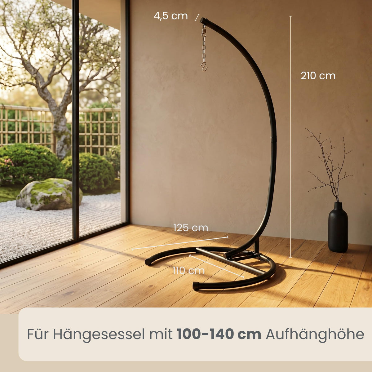 Hängesessel Gestell freistehend Stahl bis 150 kg für Hängestuhl Hängesitz Indoor Outdoor Balkon Terrasse Garten