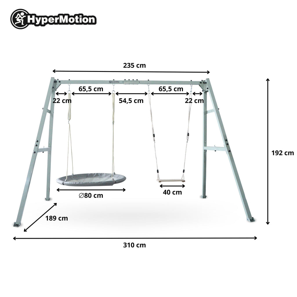 Doppelschaukel ZEST SWING HYP2014 mit Stahlgestell bis 180 kg mit Schaukel Storchennest und Hängematte
