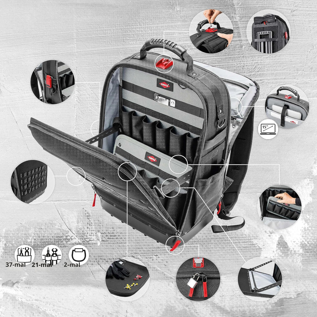 Werkzeugrucksack Modular X18 18 l leer 00 21 50 LE mit Laptop-Fach 58 Steckmöglichkeiten 530 x 340 x 210 mm