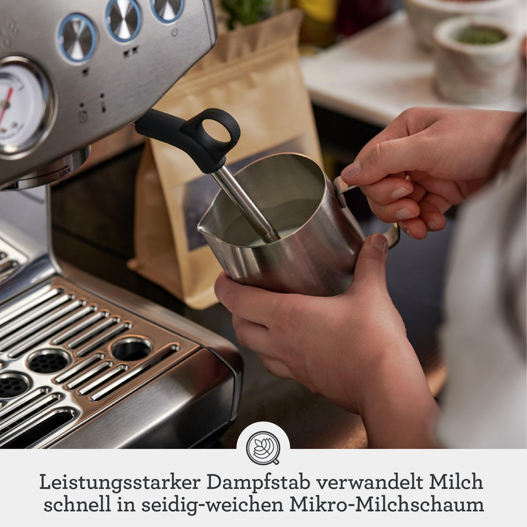 Espressomaschine Barista Express Impress SES876BSS4EEU1 25 Mahlgradeinstellungen Kegelmahlwerk Milchaufschäumer 1850 W