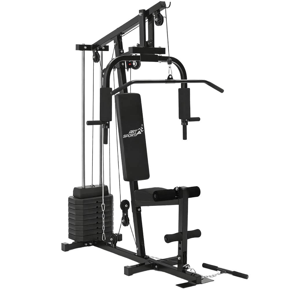 Kraftstation ProfiGym 2000 Modell 24808 mit 40 kg Gewichten Latzug Butterfly Seilzug und Beinstrecker Schwarz