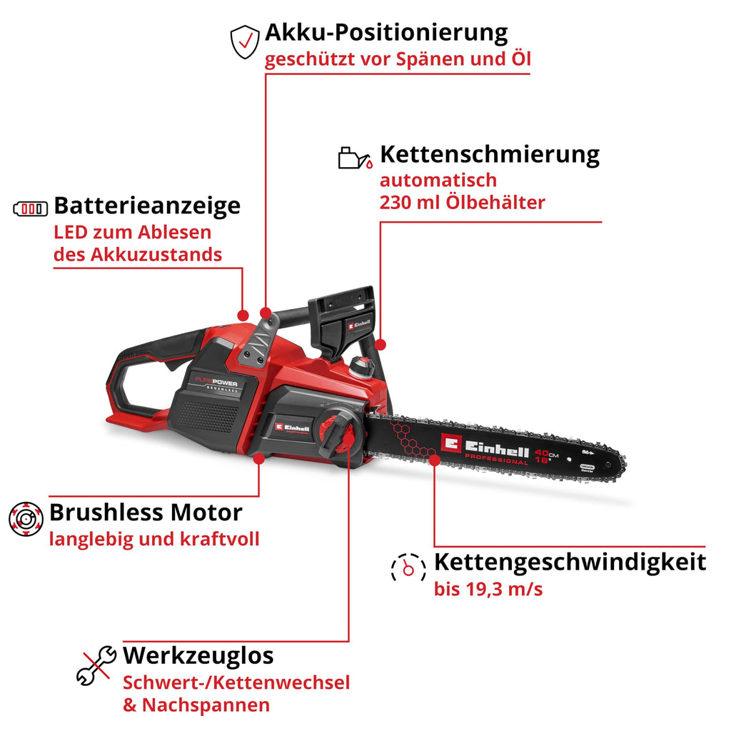 Akku-Kettensäge GP-LC 36/40 Li BL-Solo 36 V 38 cm Schnittlänge 19 m/s Brushless 4,76 kg ohne Akku