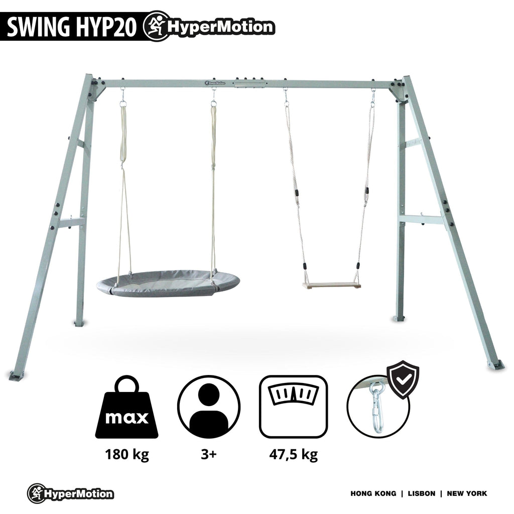 Doppelschaukel ZEST SWING HYP2014 mit Stahlgestell bis 180 kg mit Schaukel Storchennest und Hängematte