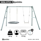 Doppelschaukel ZEST SWING HYP2014 mit Stahlgestell bis 180 kg mit Schaukel Storchennest und Hängematte