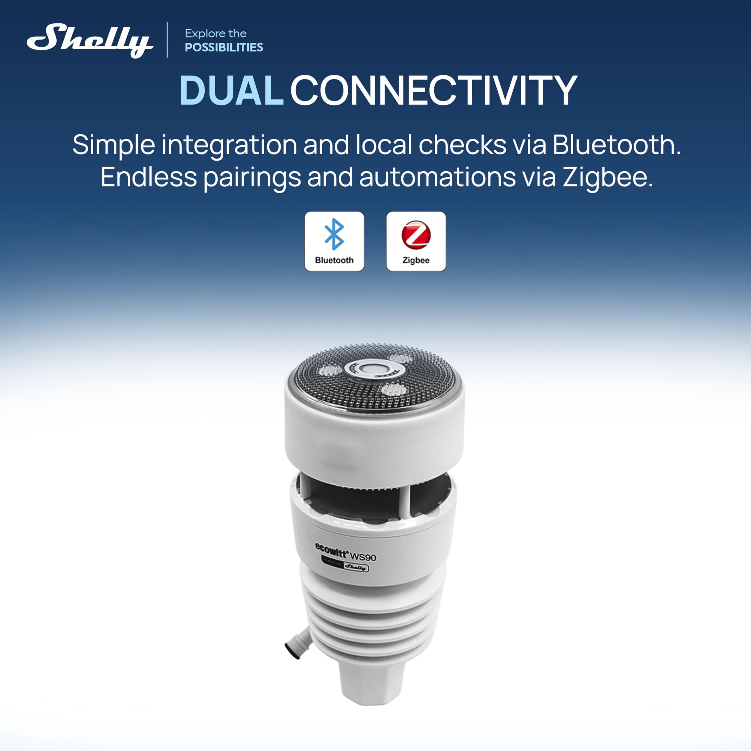 WS90 Smart Wetterstation 7-in-1 Bluetooth Zigbee Solar IPX5 UV Messung Regen Wind Temperatur