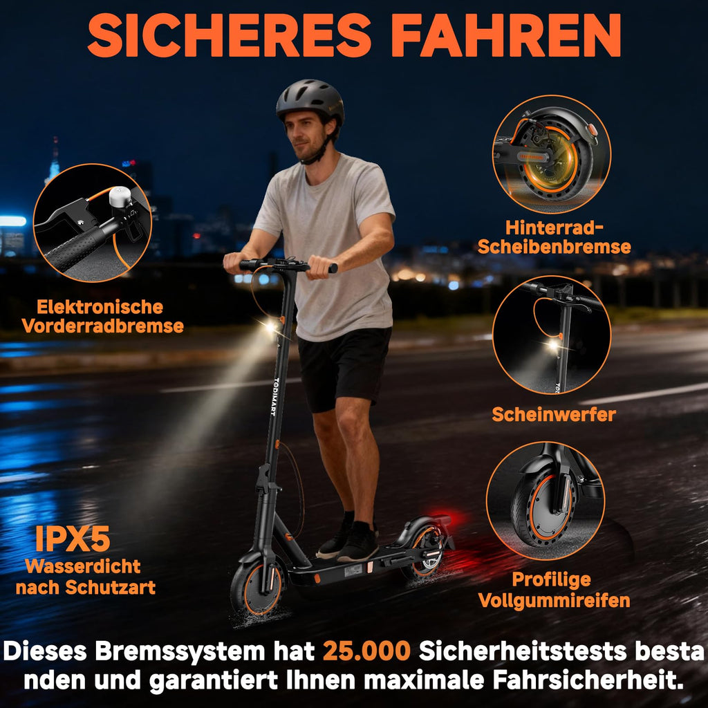E-Scooter mit Straßenzulassung ABE S3 500 W 35 km Reichweite 20 km/h App-Steuerung 8,5 Zoll Vollgummireifen