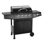 Gasgrill Grillwagen BASIC 4+1 mit 4 Edelstahlbrennern 1 Seitenkocher und 61 x 32 cm Grillfläche