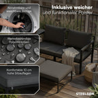 Gartenmöbel Set 5-teilig mit 2 Sesseln 2 Hockern 1 Tisch Metallgestell wetterfest für 2-4 Personen