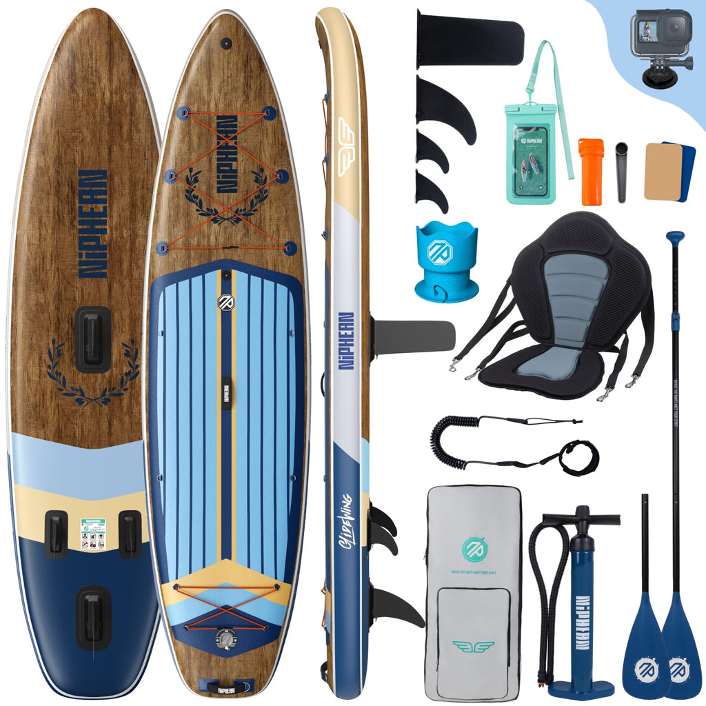 Extra Großes aufblasbares SUP Board 335 x 83 x 15 cm für 2+1 Personen bis 250 kg mit StabilTrac Finne und Kayak Sitz