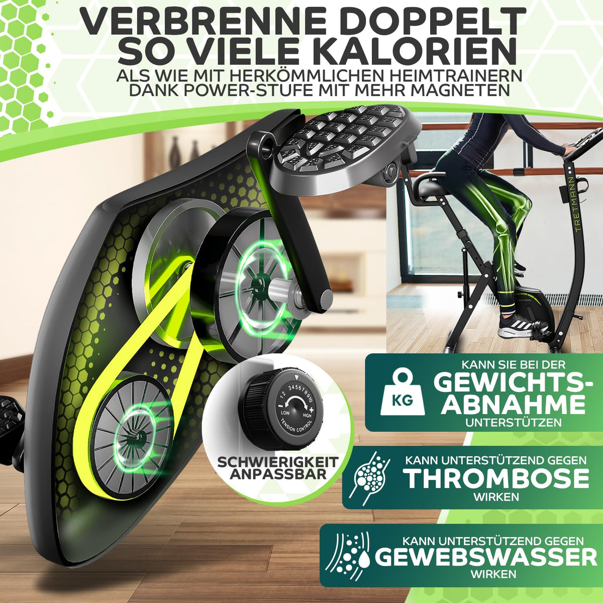 3in1 Heimtrainer Fahrrad klappbar mit Magnetwiderstand 10 Stufen tiefem Einstieg SoftFoam Sitz und 140 kg Belastbarkeit