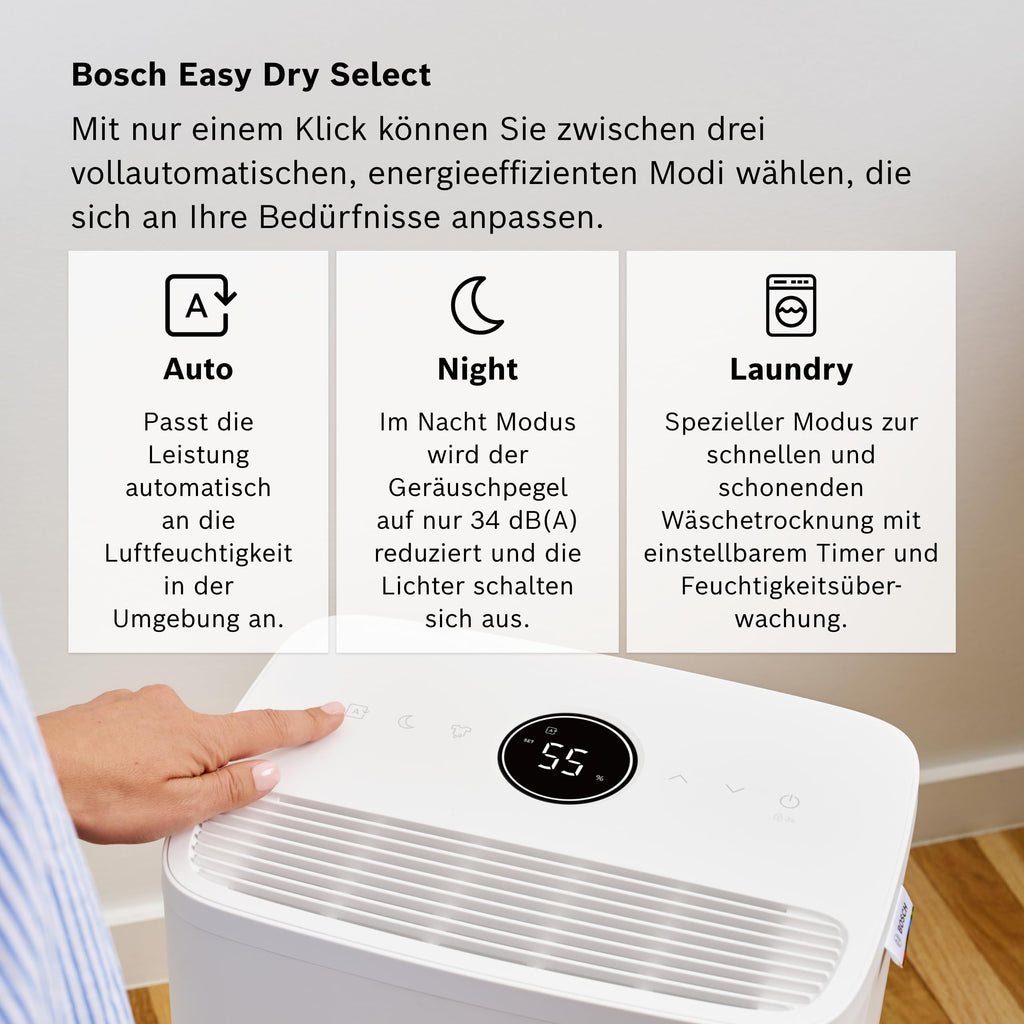 Luftentfeuchter Dry 1000 für Räume bis 17 m² 10 l/Tag Entfeuchtungsleistung 2,5 l Wassertank 3 Betriebsmodi 34 dB