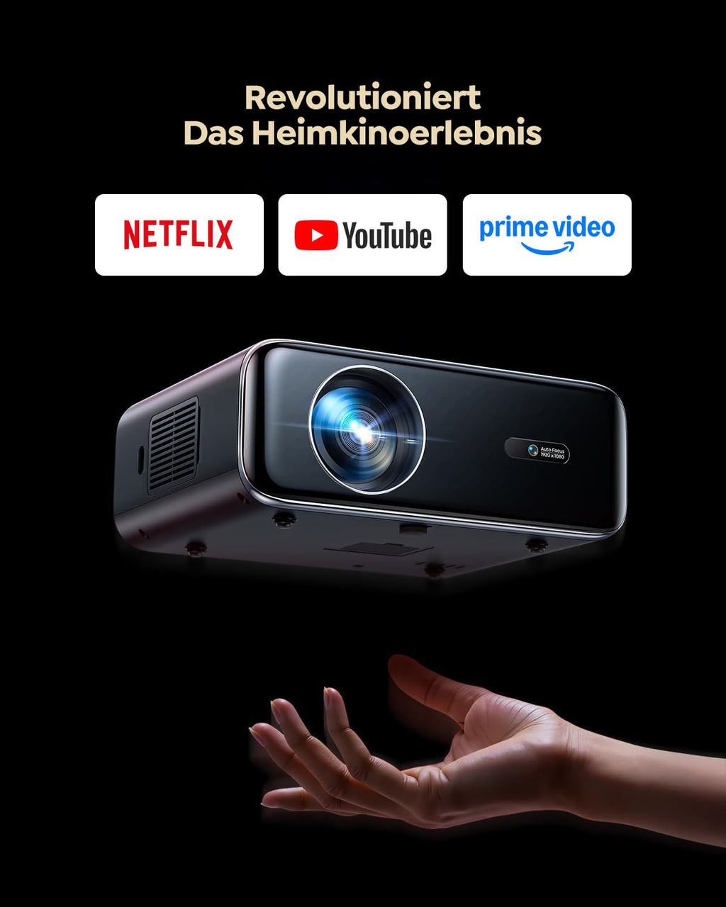 Smart Beamer P62 Pro 1080P 1300 ANSI 4K Unterstützung Autofokus 6D Trapezkorrektur WiFi 6 Bluetooth 5.2 Dolby Audio