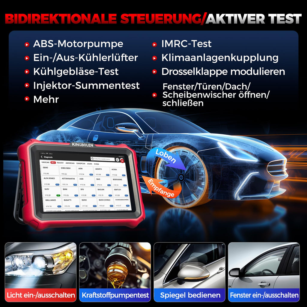 OBD2 Diagnosegerät K8 PRO Bluetooth 8 Zoll Vollsystemdiagnose bidirektionale Steuerung ECU Codierung CAN FD DOIP