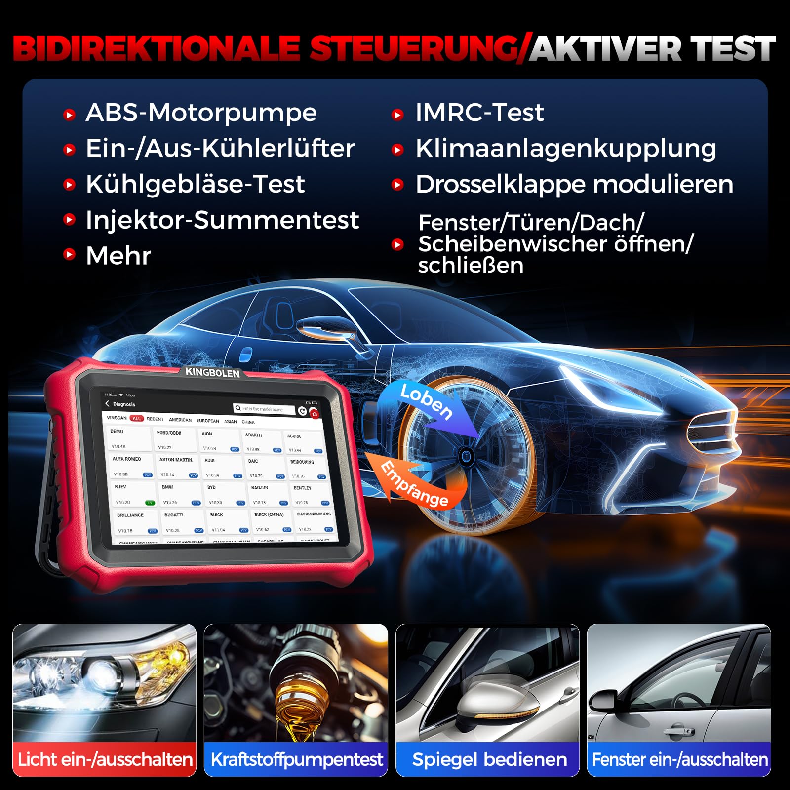 OBD2 Diagnosegerät K8 PRO Bluetooth 8 Zoll Vollsystemdiagnose bidirektionale Steuerung ECU Codierung CAN FD DOIP