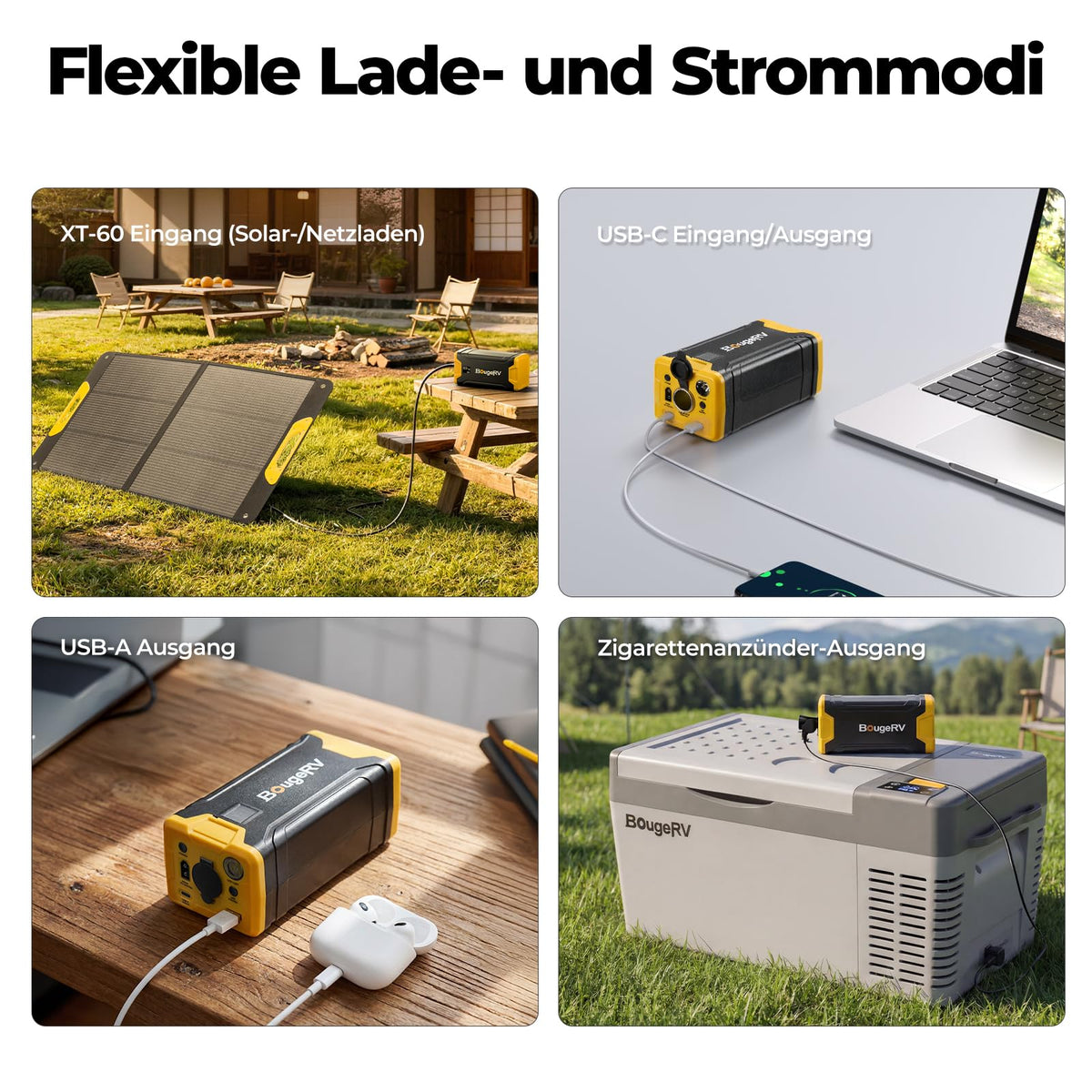 Tragbare Powerstation 266 Wh für 12V Kühlboxen 100W USB-C Schnellladung 100W Solarladung mit DC USB-A LED