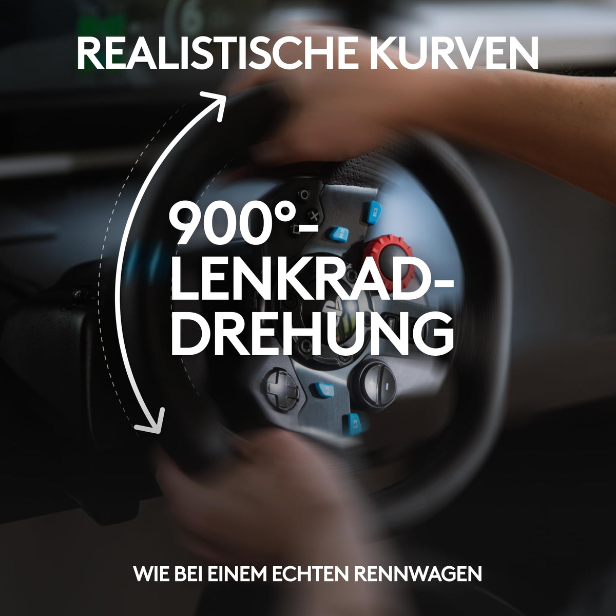 Gaming Rennlenkrad G29 mit 900° Lenkbereich Force Feedback Edelstahlpedalen und Leder-Lenkrad für PS5 PS4 PC Mac