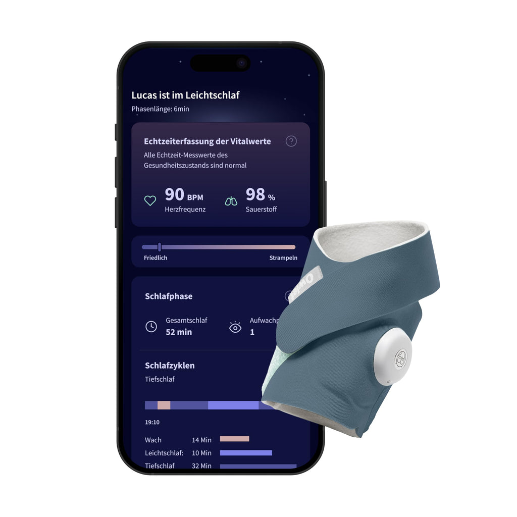 Dream Sock Babyphone mit App Schlaftracking Echtzeit-Benachrichtigungen Bluetooth WLAN 16 Stunden Akkulaufzeit