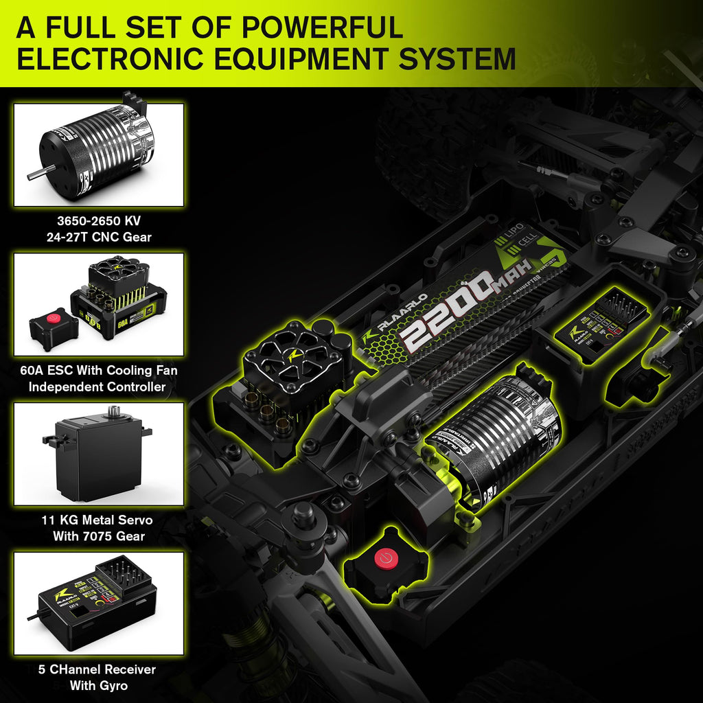 Brushless RC Monster Truck 1:10 4WD bis 50 km/h All-Terrain wasserdicht mit Carbonfaser und Fernsteuerung