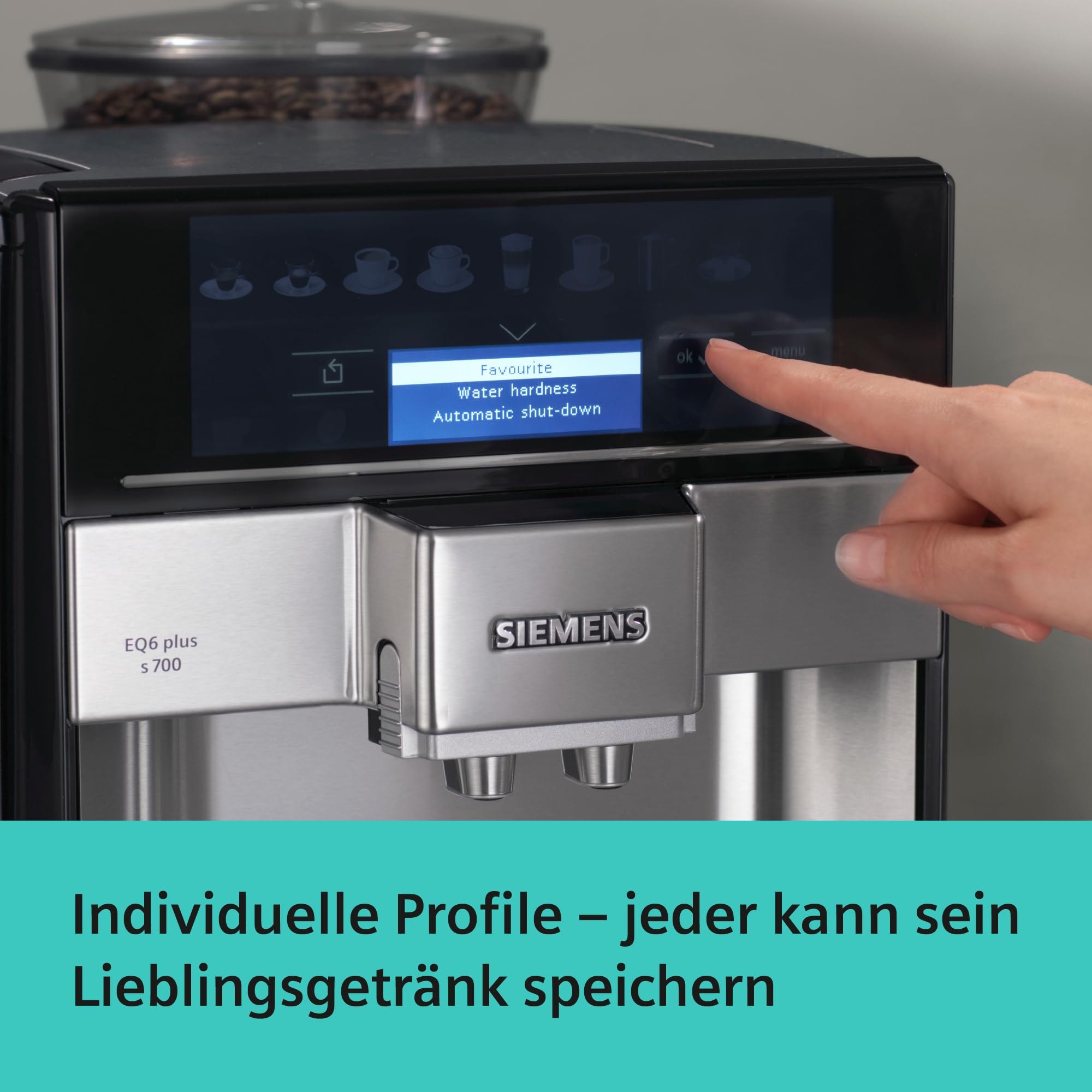 Kaffeevollautomat EQ6 plus s700 TE657503DE mit Milchsystem 12 Getränke Touchdisplay Keramikmahlwerk 1,7 l