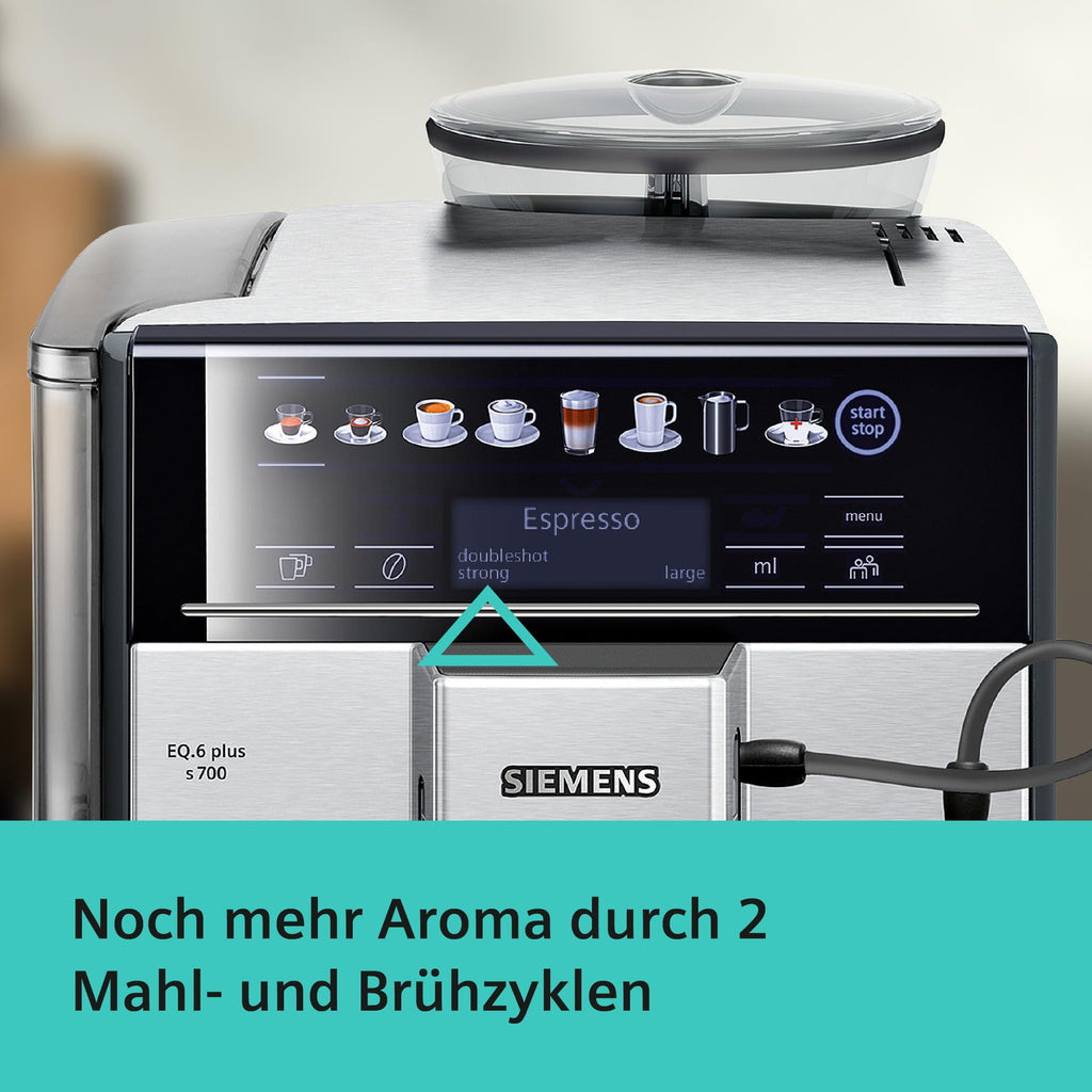 Kaffeevollautomat EQ6 plus s700 TE657503DE mit Milchsystem 12 Getränke Touchdisplay Keramikmahlwerk 1,7 l