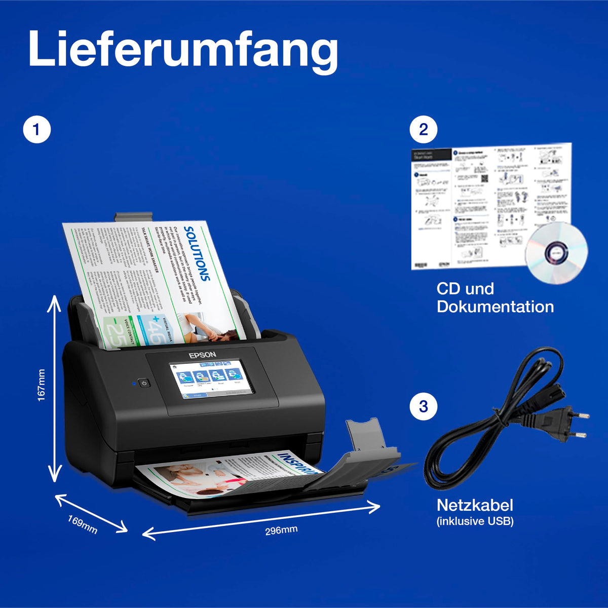 Dokumentenscanner ES-580W A4 Duplex WLAN USB 3.0 35 Seiten 70 Bilder pro Minute 100 Blatt Dokumenteneinzug