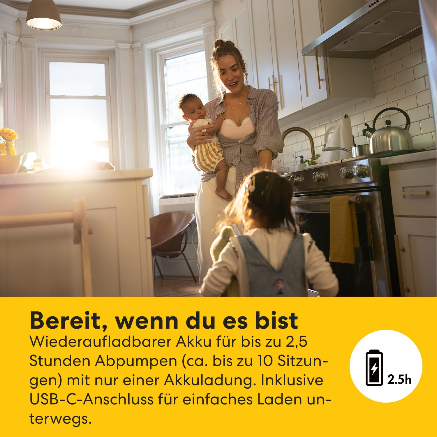 Tragbare elektrische Milchpumpe Motion InBra mit Akku 9 Saugstufen 24 mm Brusthaube 3 Silikoneinsätze Aufbewahrungstasche