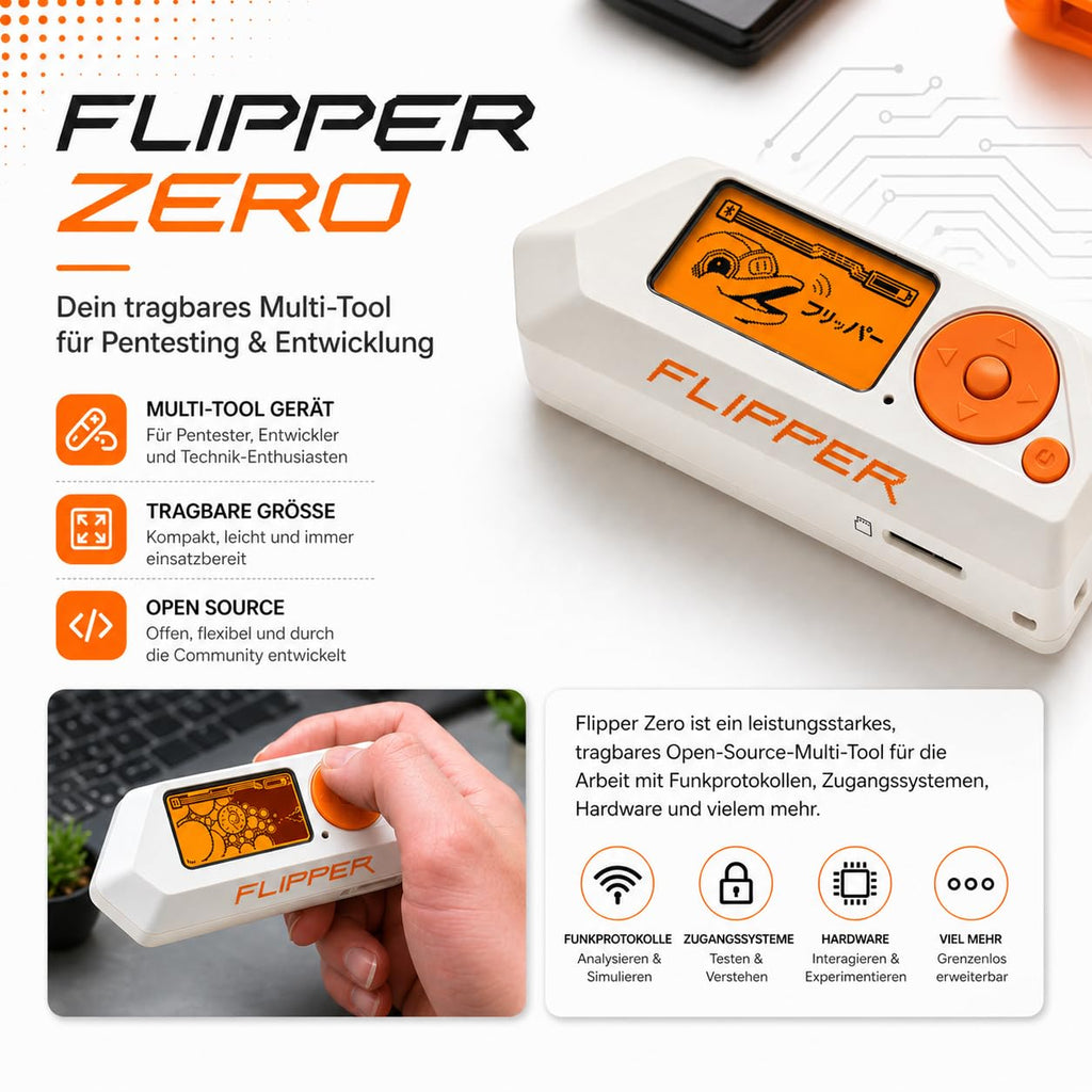 Flipper Zero Starter Set mit WiFi-Board Silikonhülle 64GB Speicherkarte und USB-Kartenleser