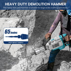 Abbruchhammer Z1G-DS-107HC 1700 W SDS-Hex 65 J mit 360° Drehgriff und Vibrationsdämpfung 2 Meißel Transportkoffer