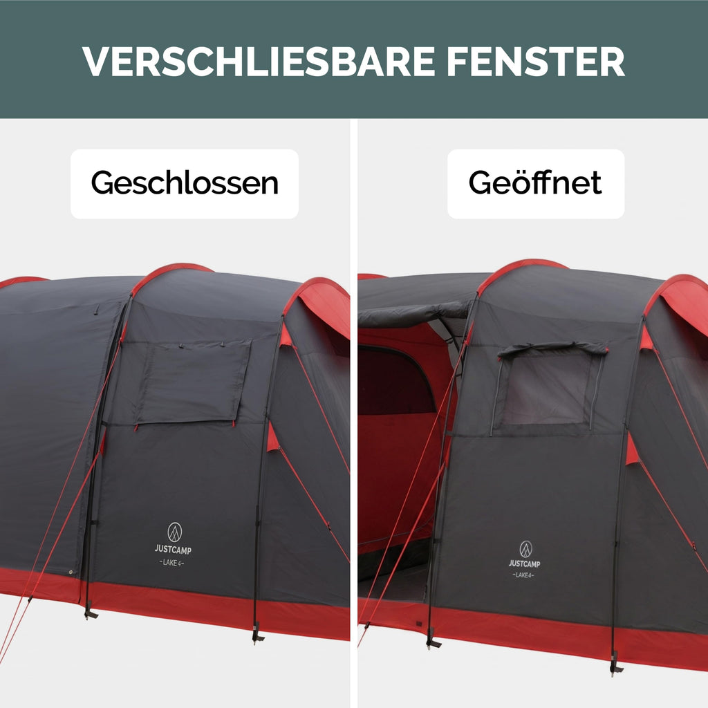 Familienzelt Lake 4 Personen Tunnelzelt 470 x 230 x 190 cm 2 Schlafkabinen 3000 mm Wassersäule Stehhöhe eingenähter Boden