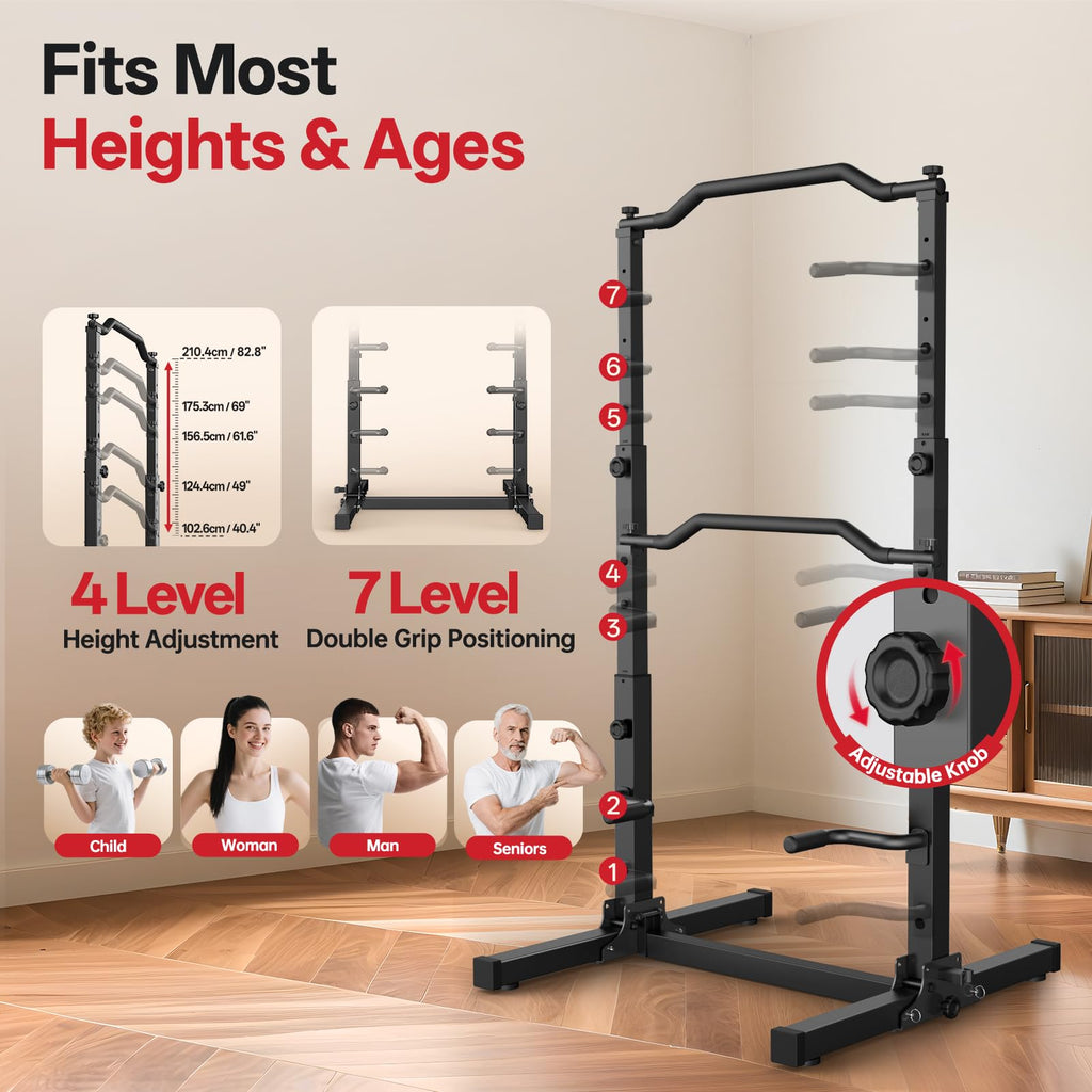 Kraftturm JU30 5-in-1 Klimmzugstange Dip Station höhenverstellbar faltbar 204 kg Belastbarkeit 112 × 105 × 210 cm