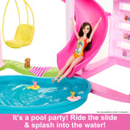 Puppenhaus Traumvilla HMX10 3 Etagen 10 Spielbereiche Pool Rutsche Aufzug 79 Teile mit Spielzeug-Welpe