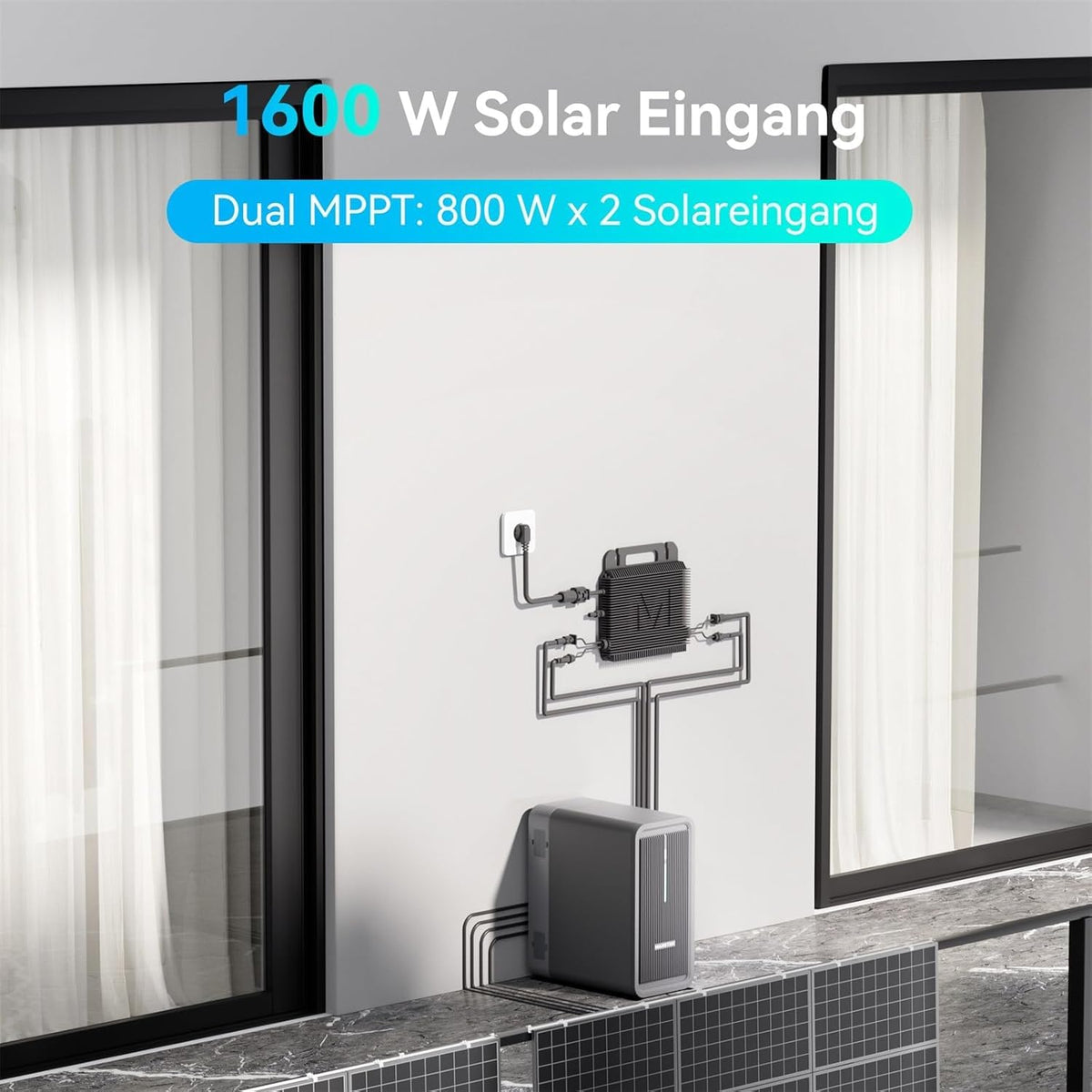 B2500 Solarspeicher 2240 Wh für Balkonkraftwerke LiFePO4 Akku erweiterbar Plug & Play IP65